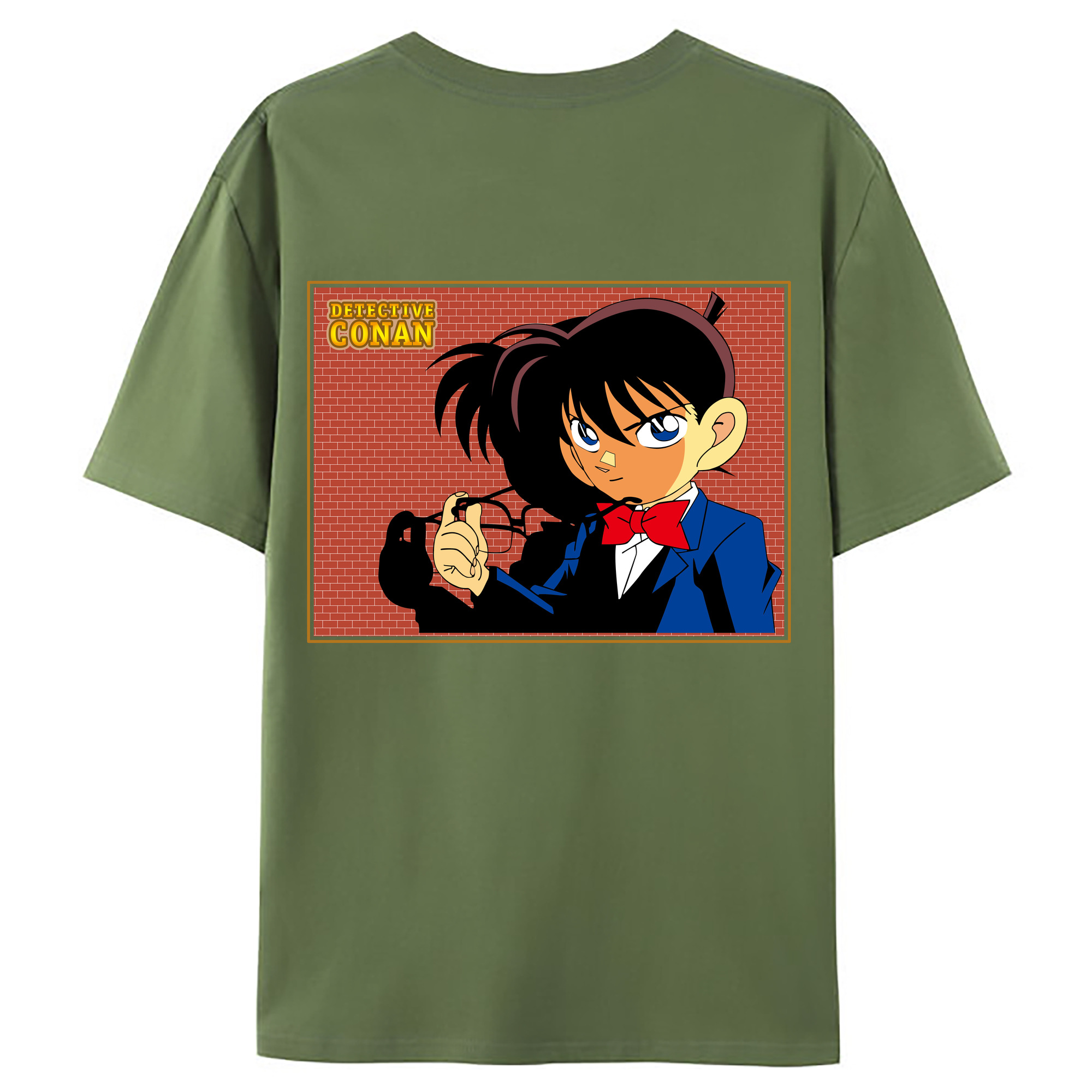 （画像用） 名探偵コナン 江戸川 コナン Detective Conan Conan Edogawa 綿100％ メンズ半袖Tシャツ（バックプリント） 通気性